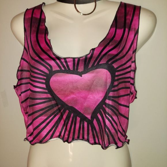 Sleeveless Gradient Heart Print Slim Cami Top - Picture 3 of 5